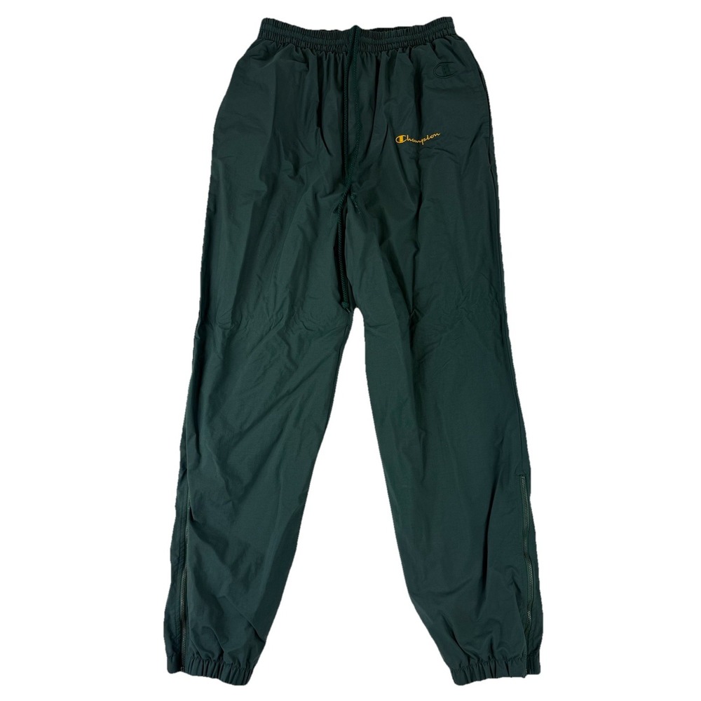 Vintage Champion Pants Men's Medium Green Windbreaker Track Pant Ankle Zip Baggy